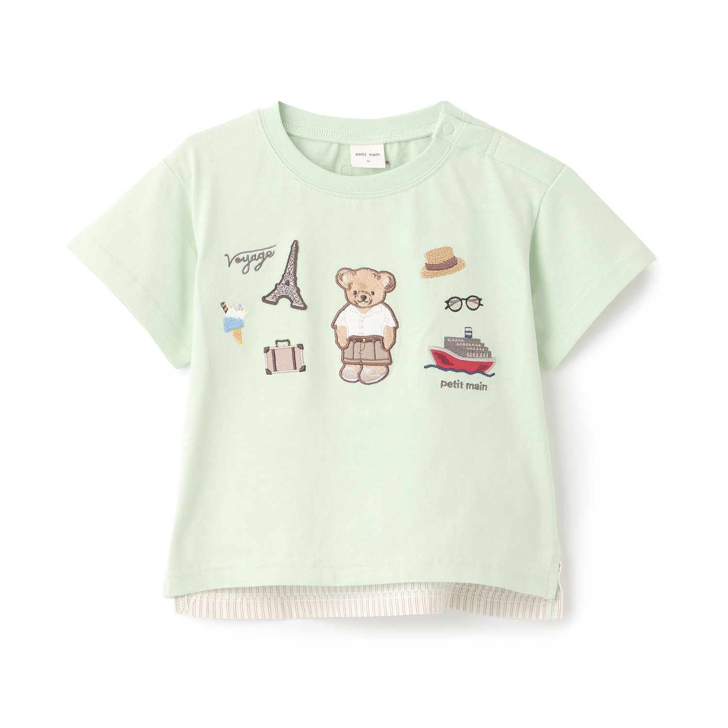 【接触冷感】くま旅アップリケ半袖Tシャツ