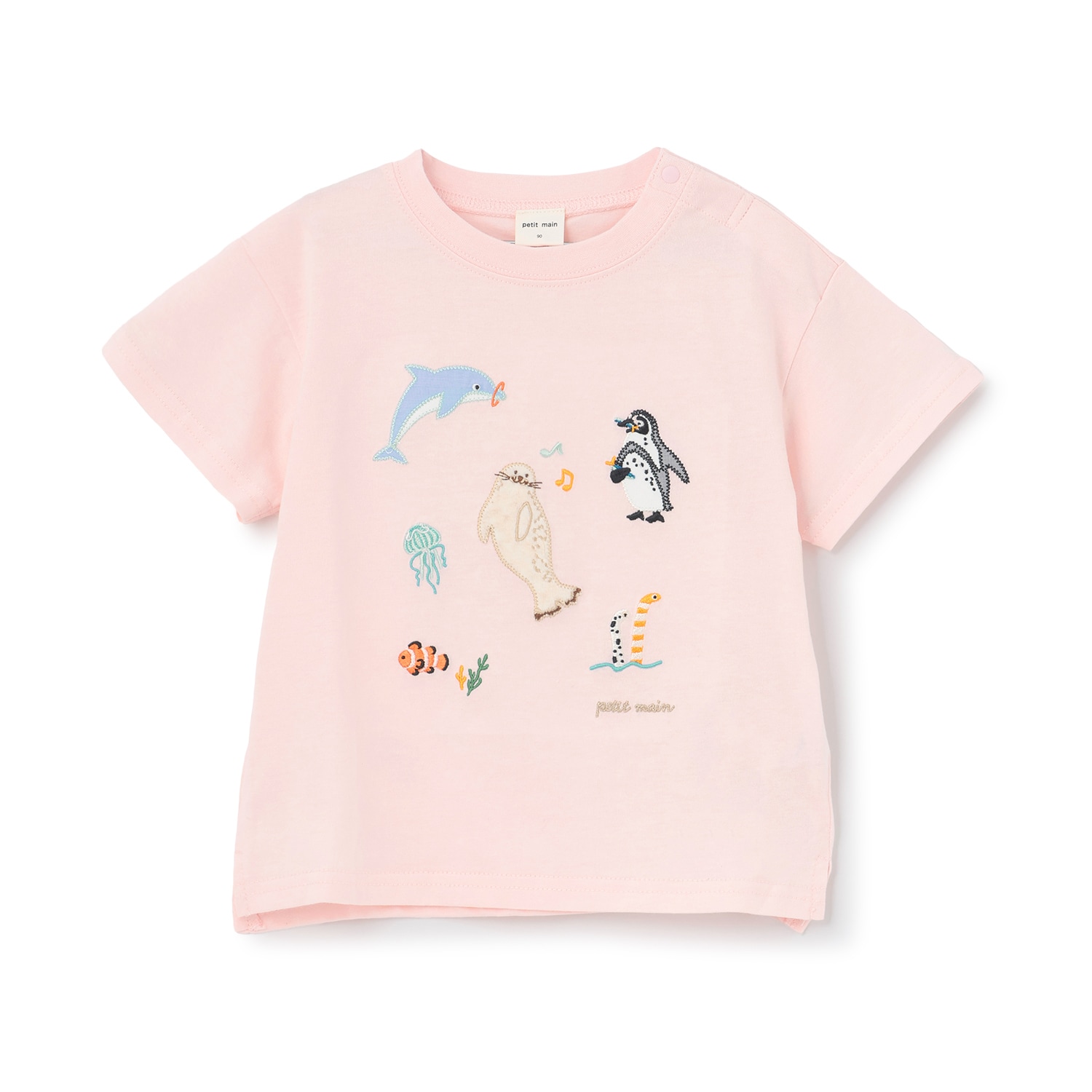 【接触冷感】海のいきものアップリケ半袖Tシャツ