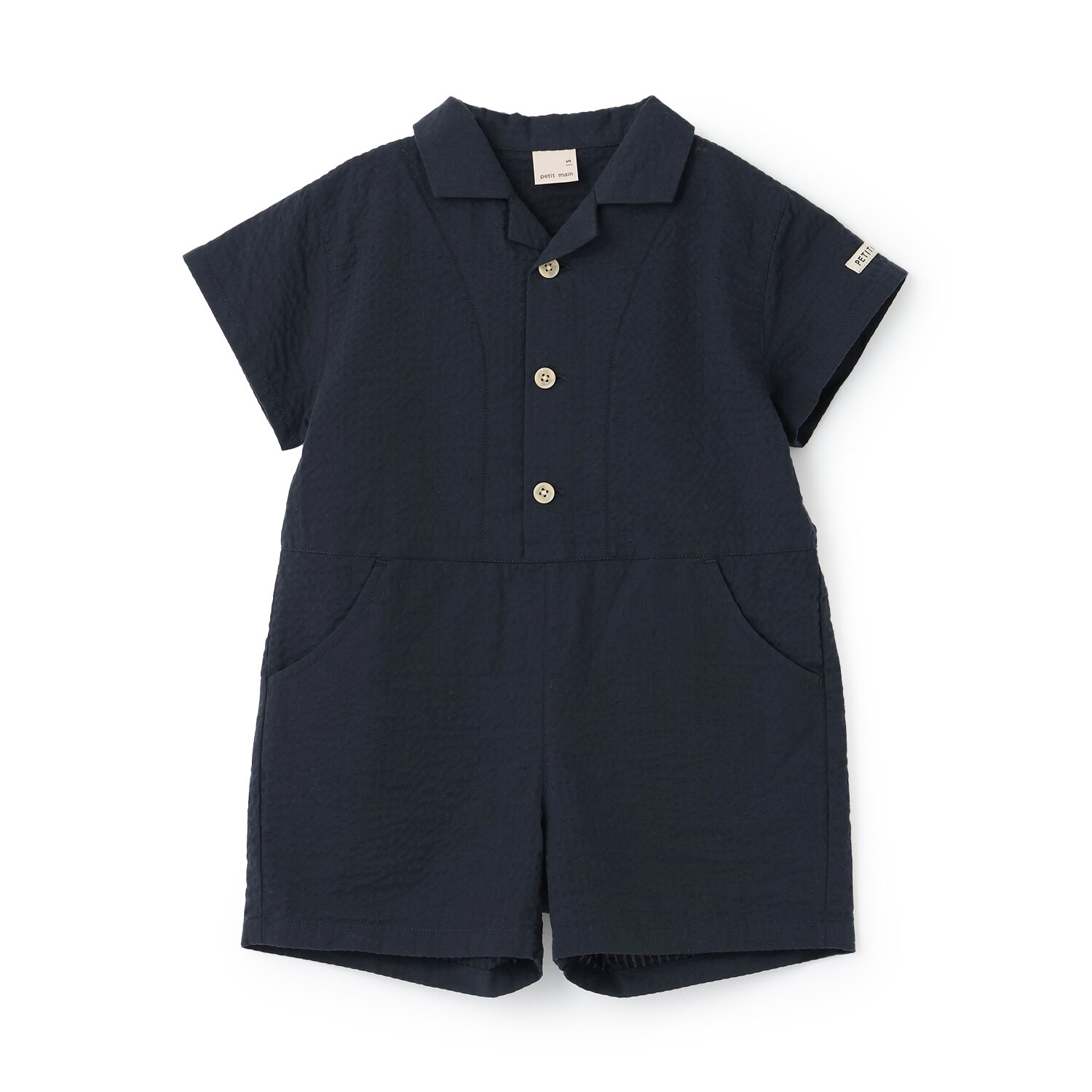 布帛開衿シャツカバーオール