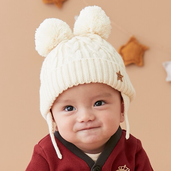 BABY Wポンポンニット帽(46cm アイボリー): 新生児 - ナルミヤ オンライン公式サイト