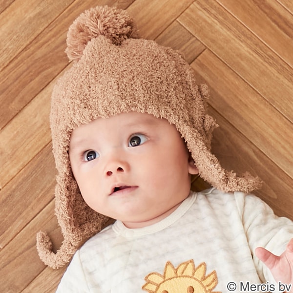 マシュマロポンポンニット帽(46cm キャメル): 新生児 - ナルミヤ