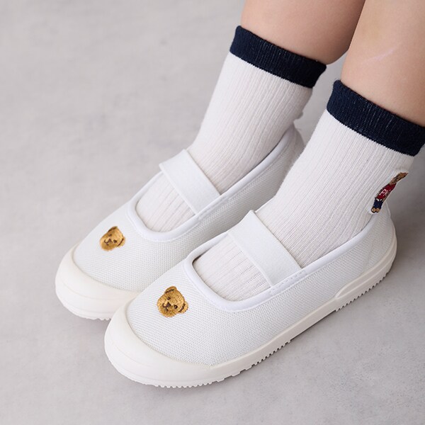 ワンポイント刺しゅうメッシュ上履き