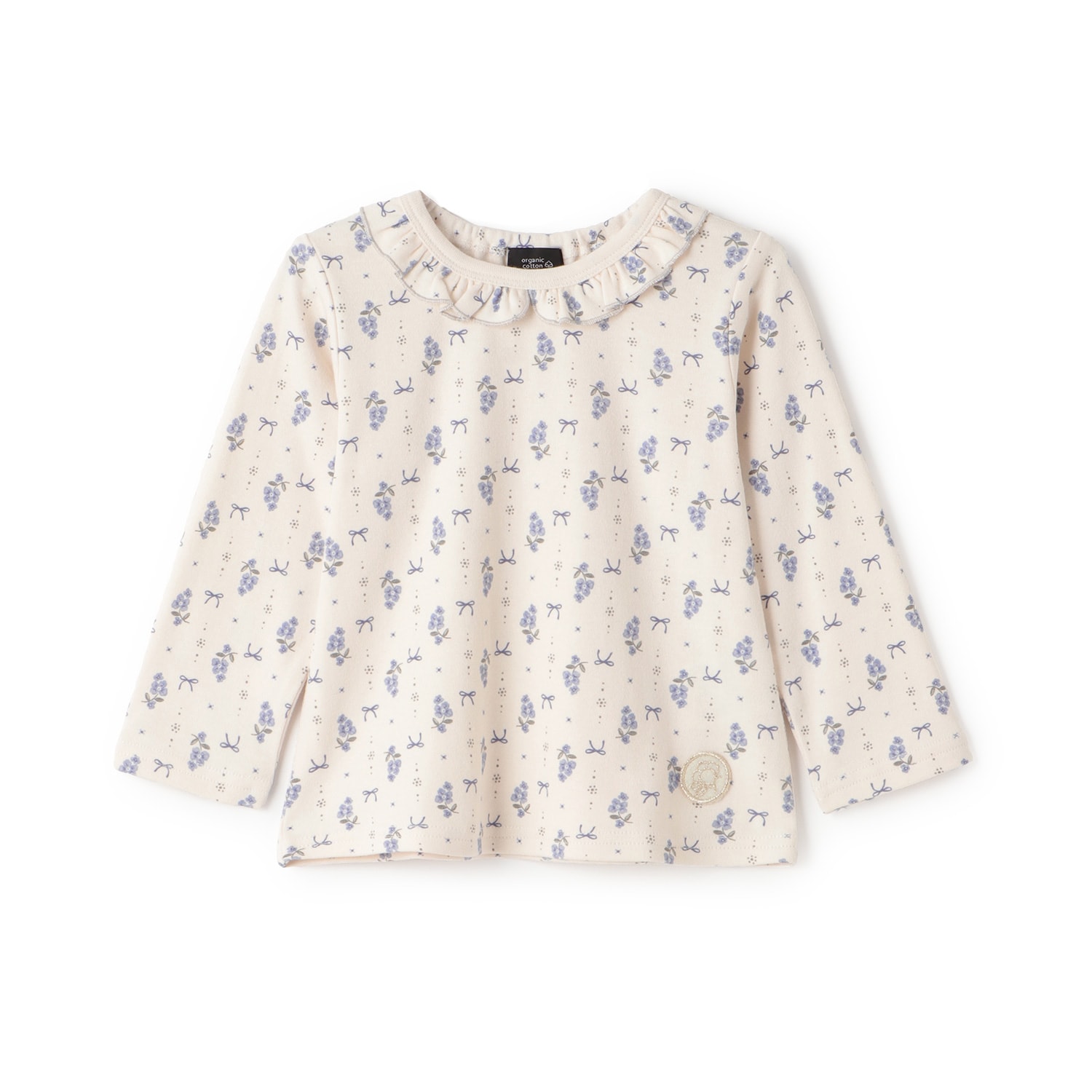【オーガニック】フリル衿長袖Tシャツ