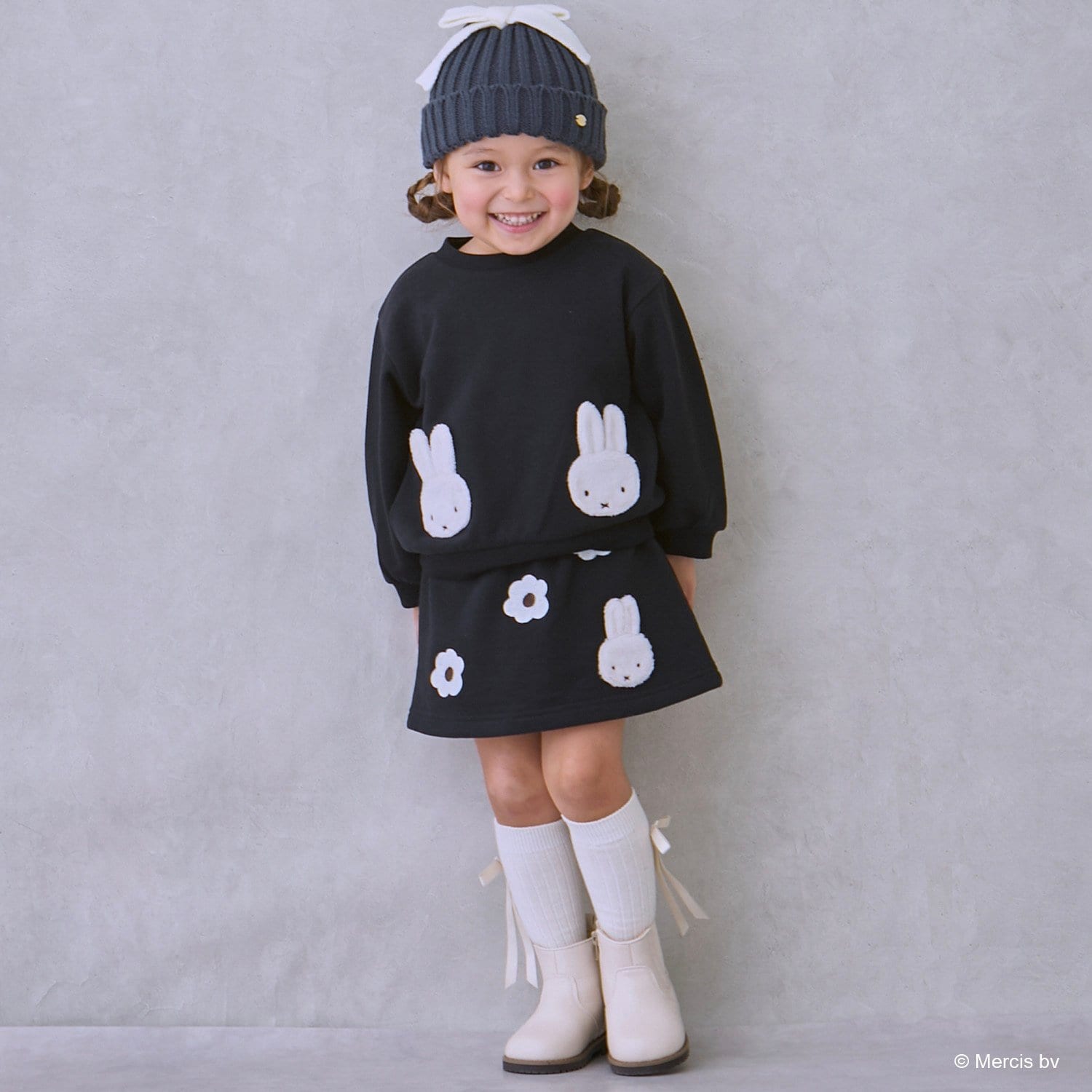 miffy】お花刺しゅうスカパン(80cm 黒): キッズ - ナルミヤ オンライン