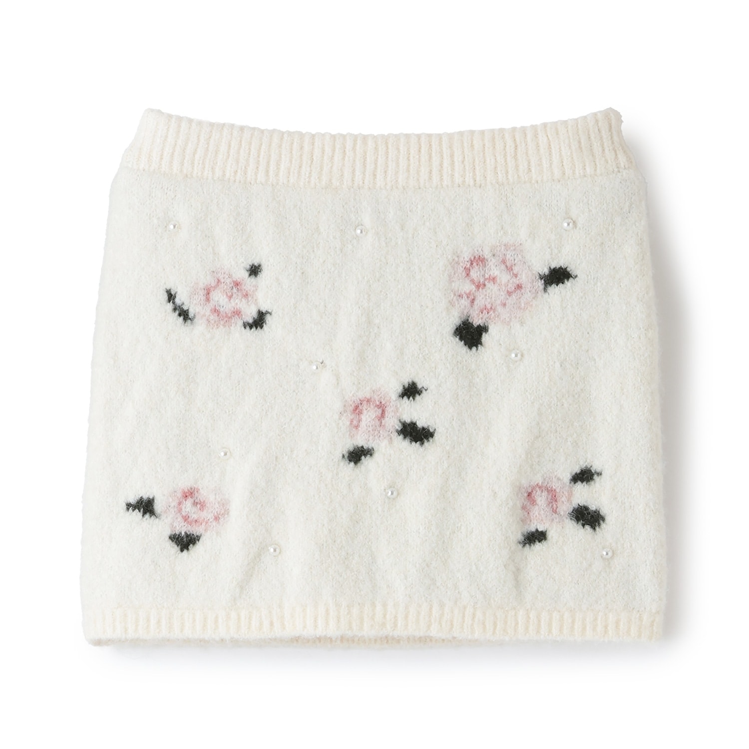 【フワもちっと/リンク】お花パールニットスカート＜セットアップ対応＞