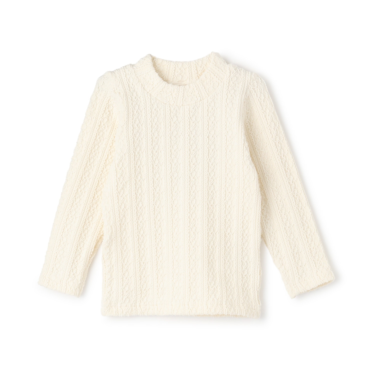 【シアバター】ジャガードハイネック長袖T