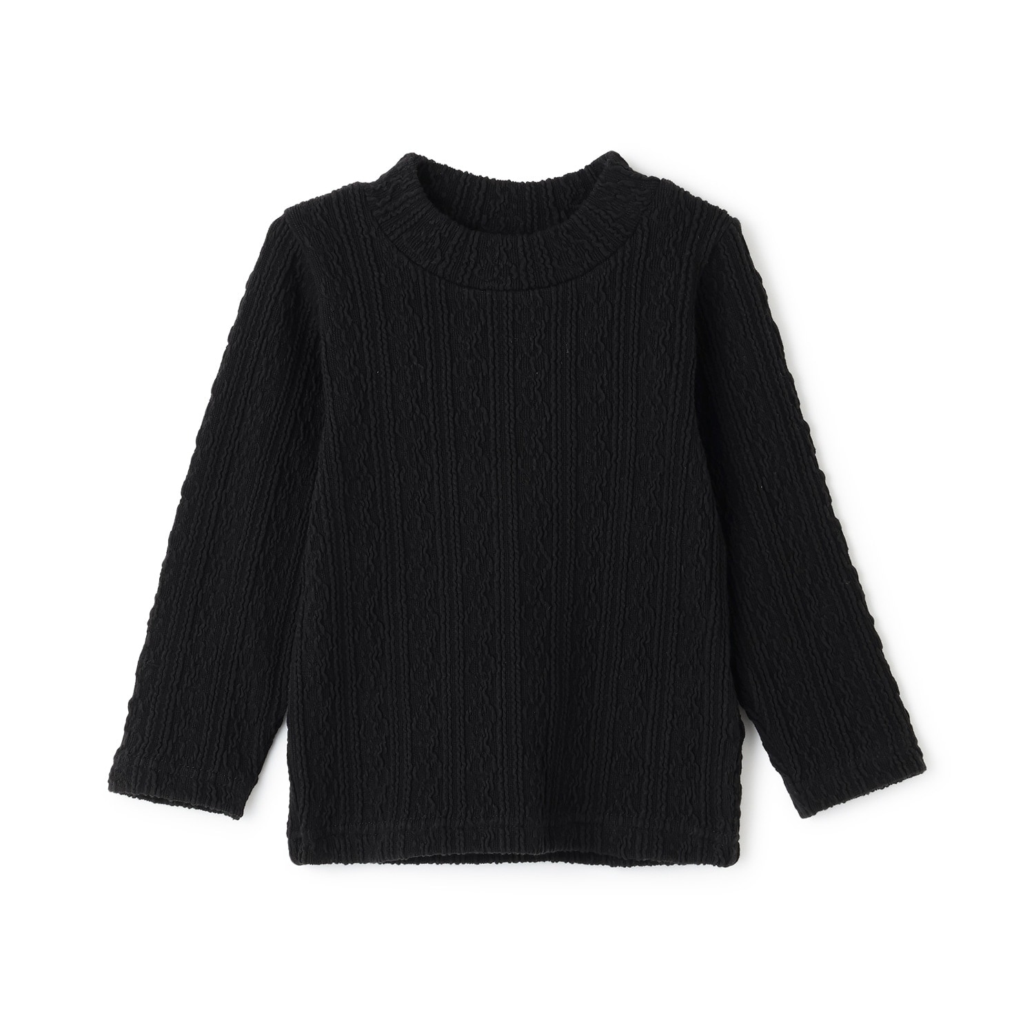 【シアバター】ジャガードハイネック長袖T