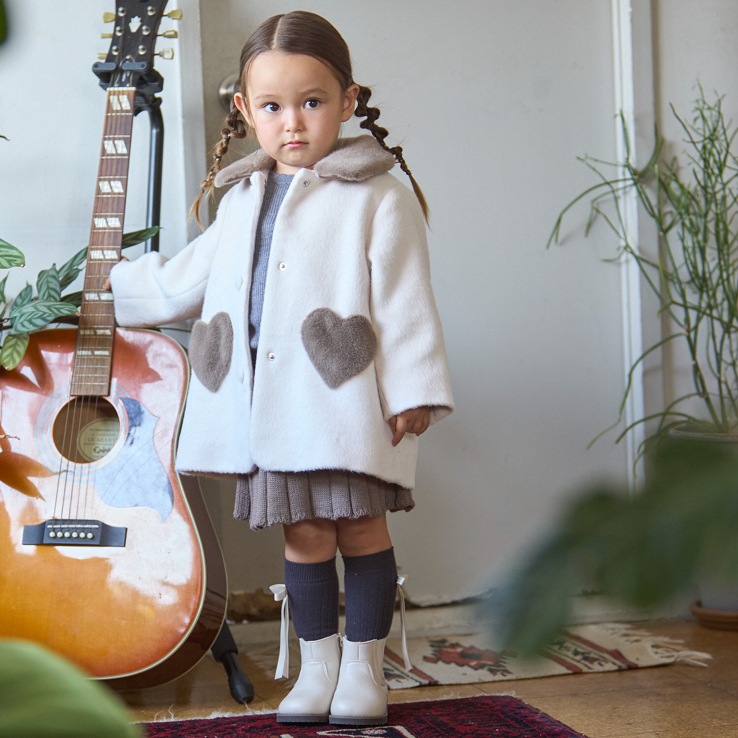 ファー衿ハートポケットコート