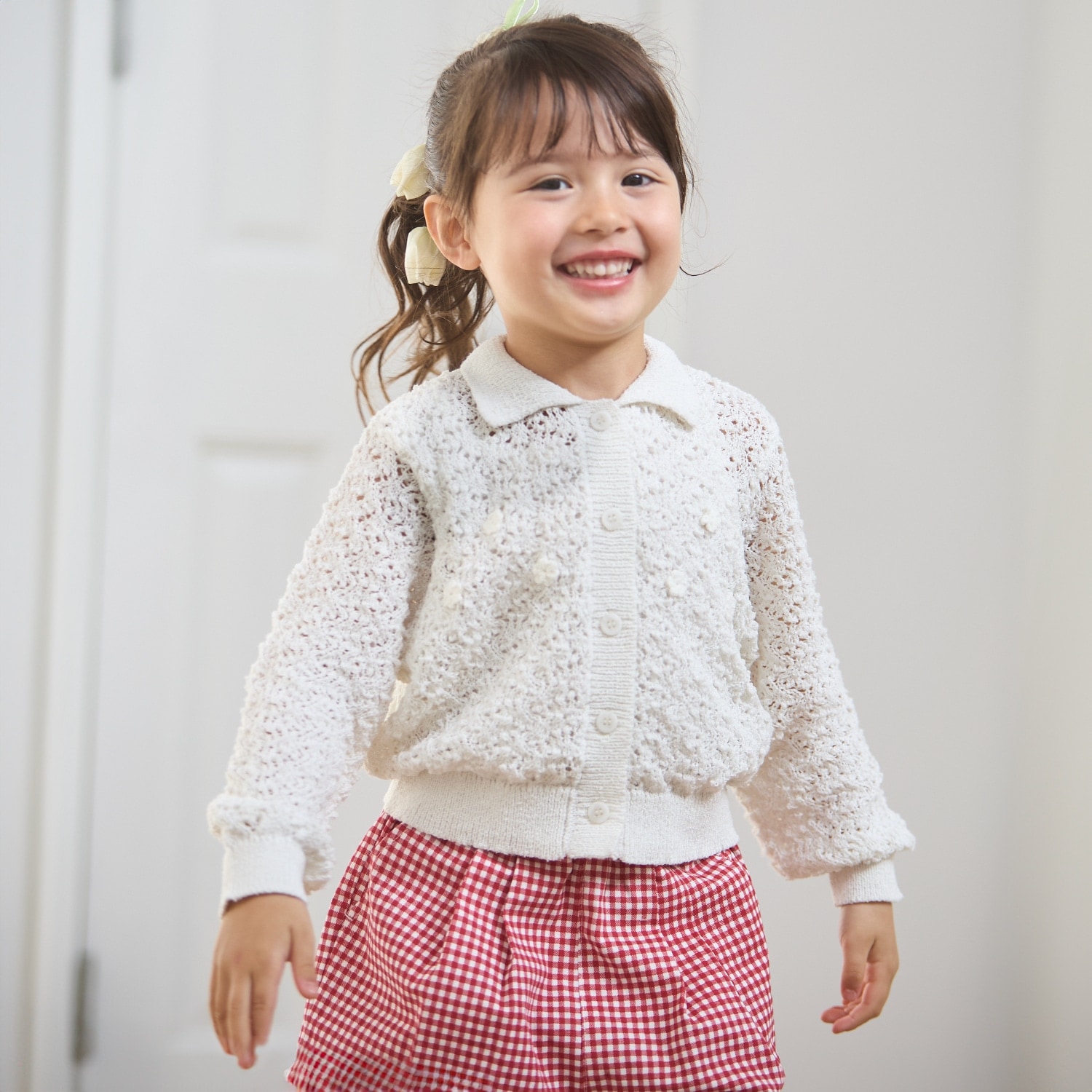 衿つきニットカーディガン