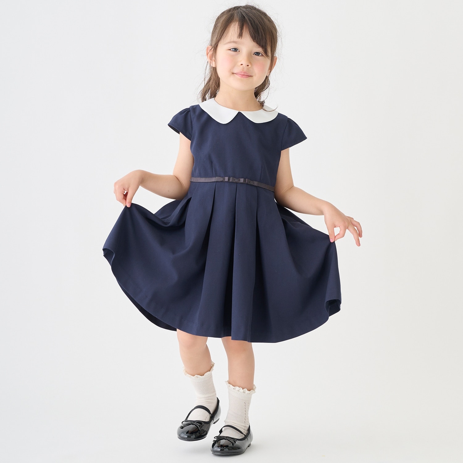 衿つきタックワンピース