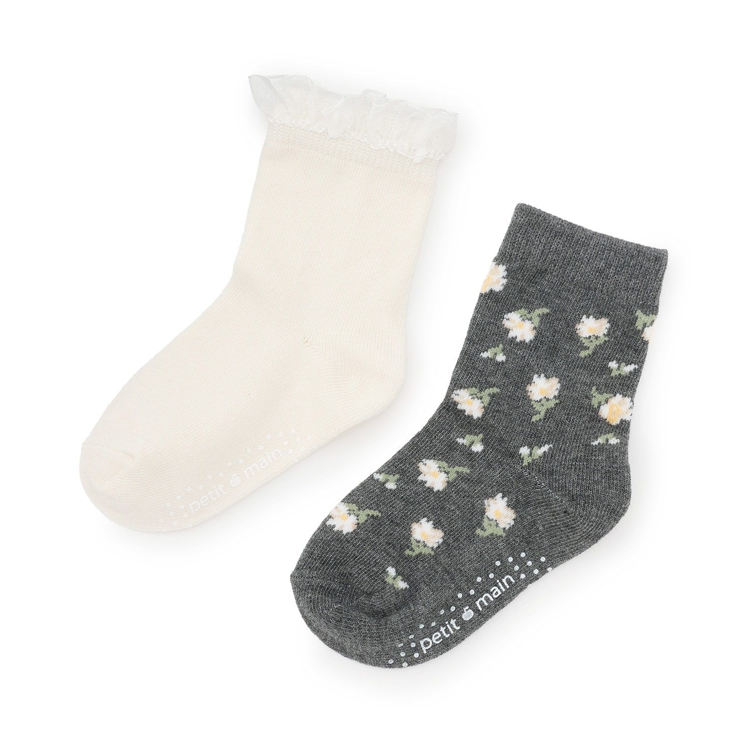 花柄クルーソックス2P