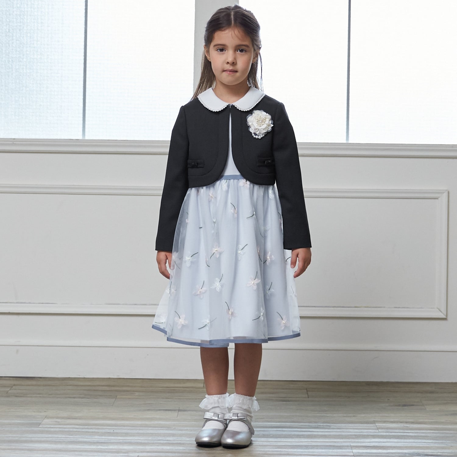 【フォーマル】フラワー刺しゅうOP+衿つきJKセット