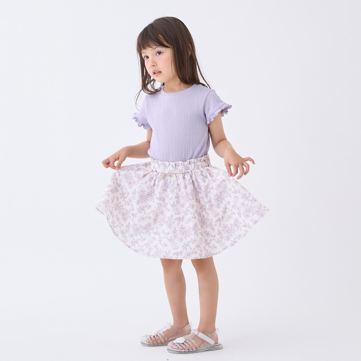 花プリントギャザースカート