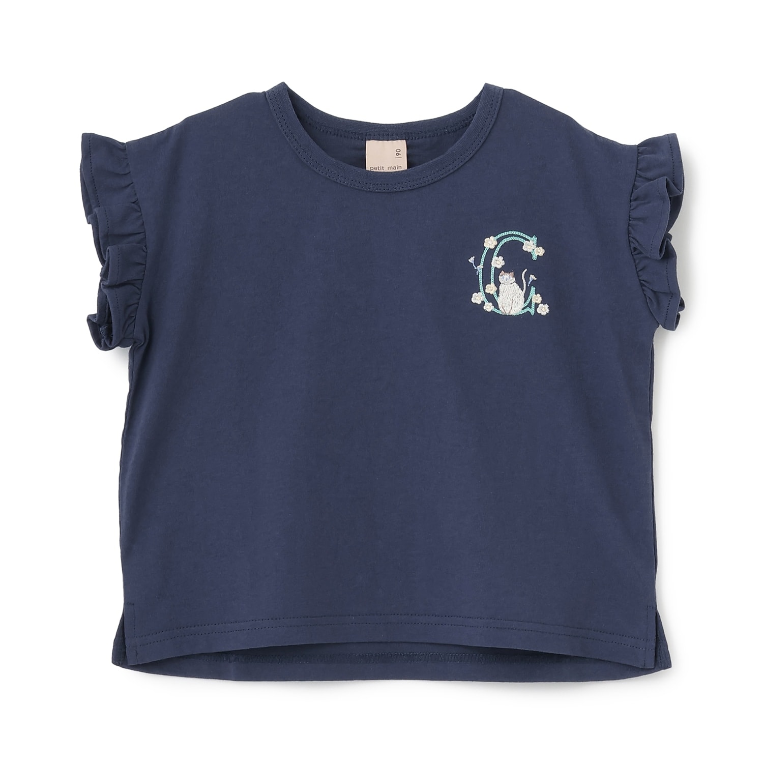【プティプラ】アルファベット袖フリルTシャツ