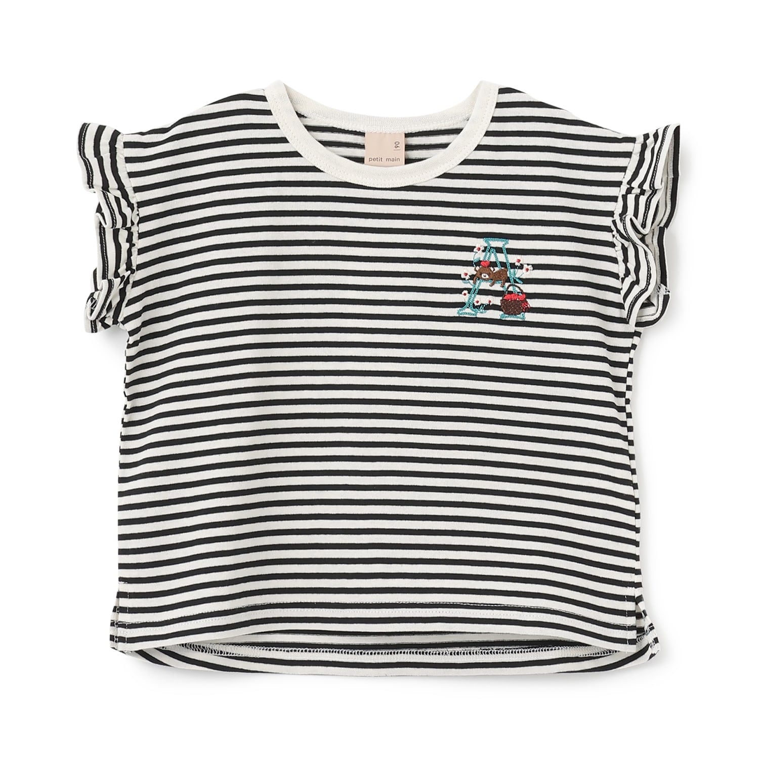 【プティプラ】アルファベット袖フリルTシャツ