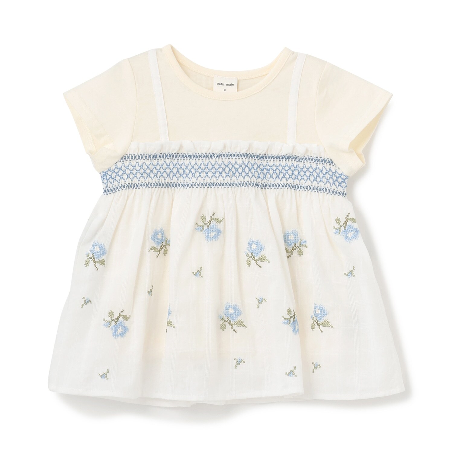 【リンク】クロスステッチ花ドッキングTシャツ