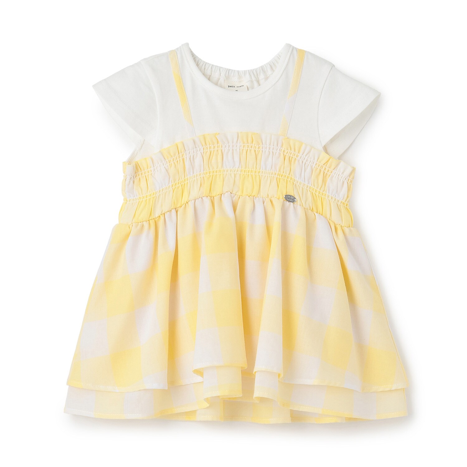 【接触冷感/リンク】ブロックチェックドッキングTシャツ