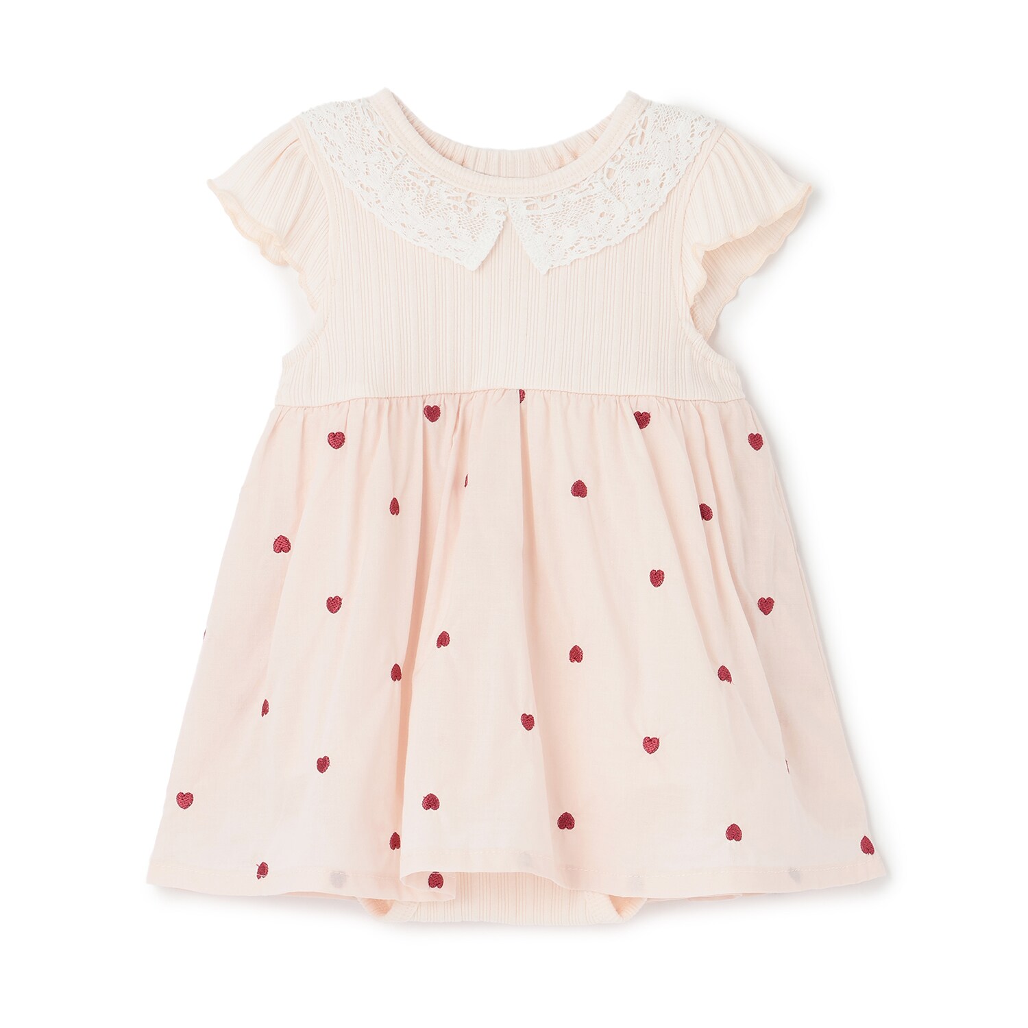 【リンク】ハート刺しゅうOPロンパース