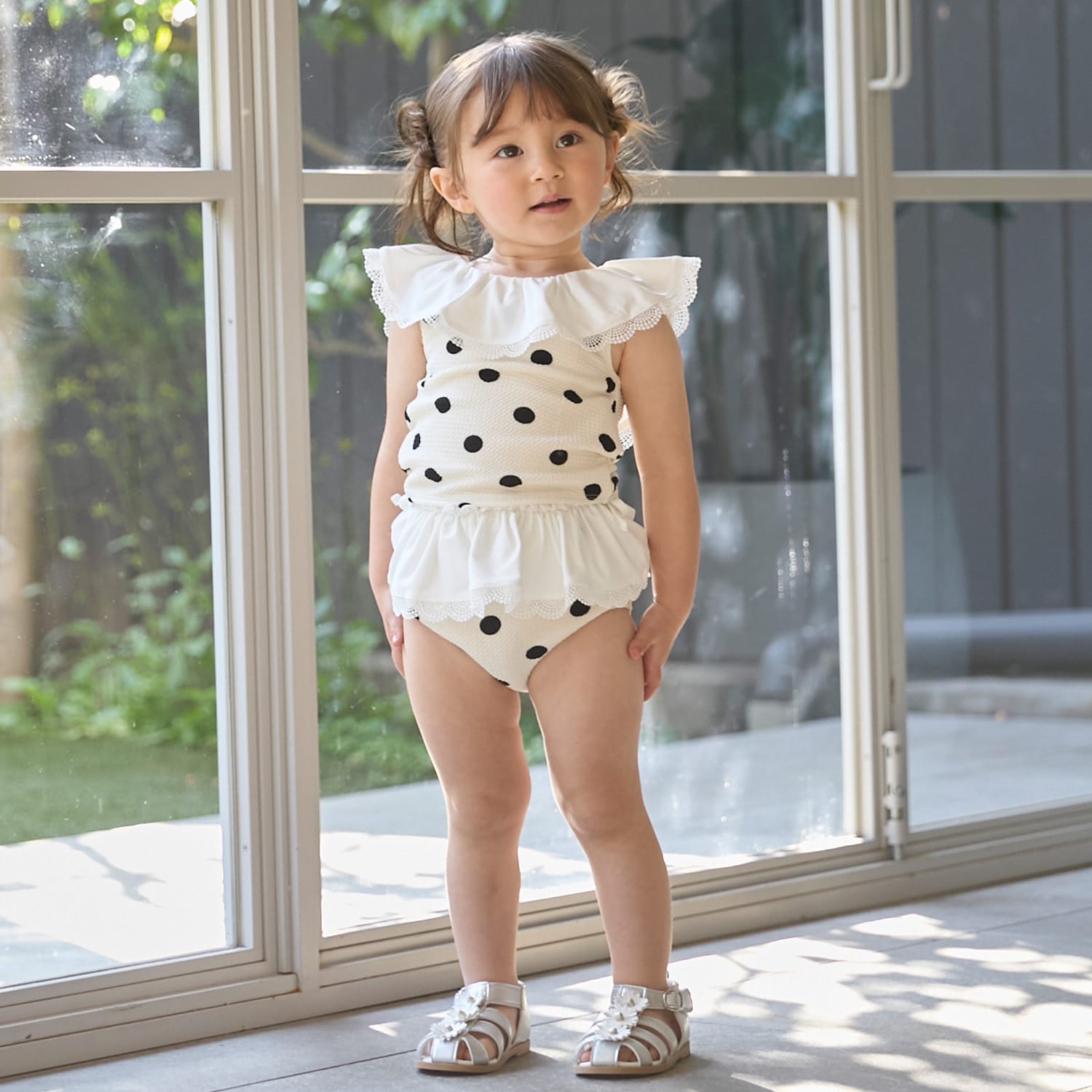 【SWIM】ドットレースフリルタンキニ