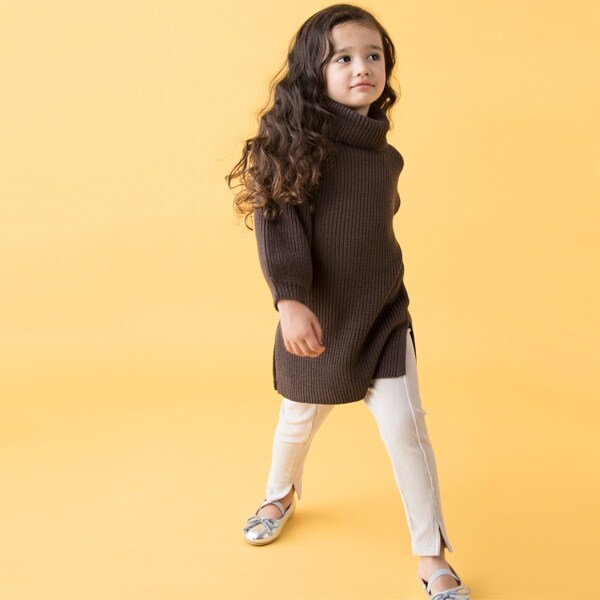 Narumiya Online ナルミヤ オンラインの公式通販サイトボリューム袖タートルネックワンピース S 80 90 茶 キッズ