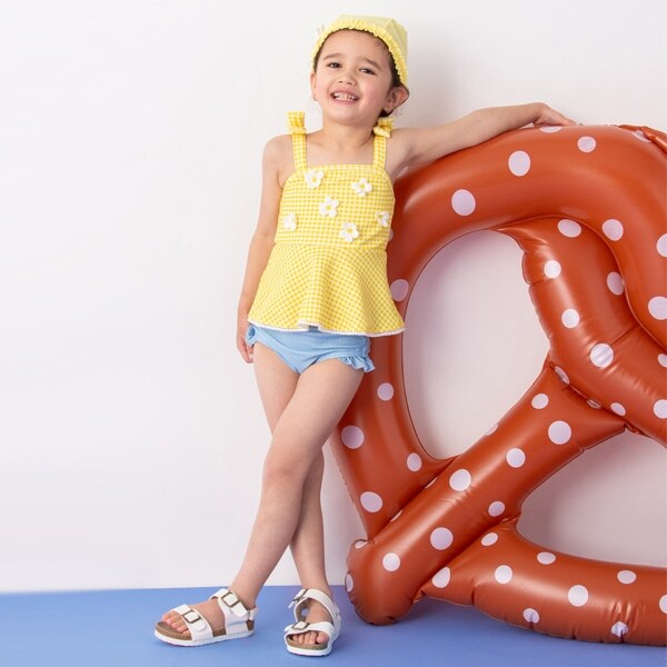 Narumiya Online ナルミヤ オンラインの公式通販サイトギンガム花モチーフタンキニ水着 Swim 80 レモン イエロー キッズ