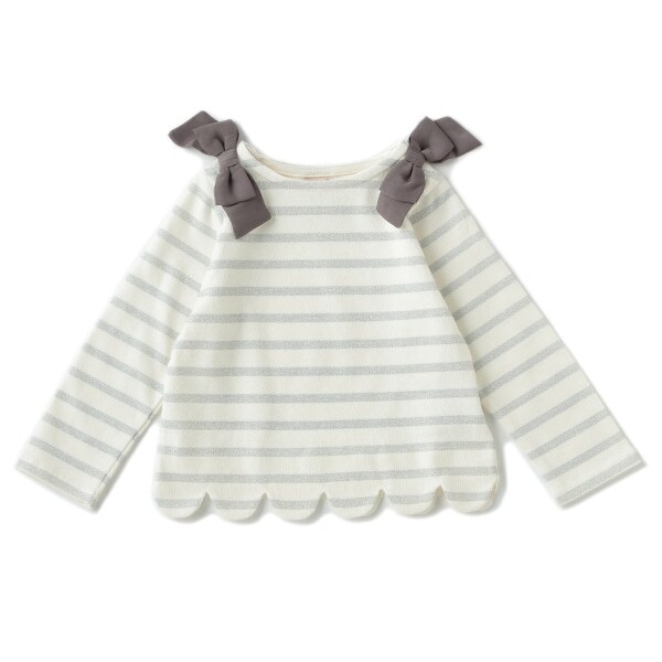 肩リボンつきスカラップTシャツ(80 ゴールド): キッズ - ナルミヤ  