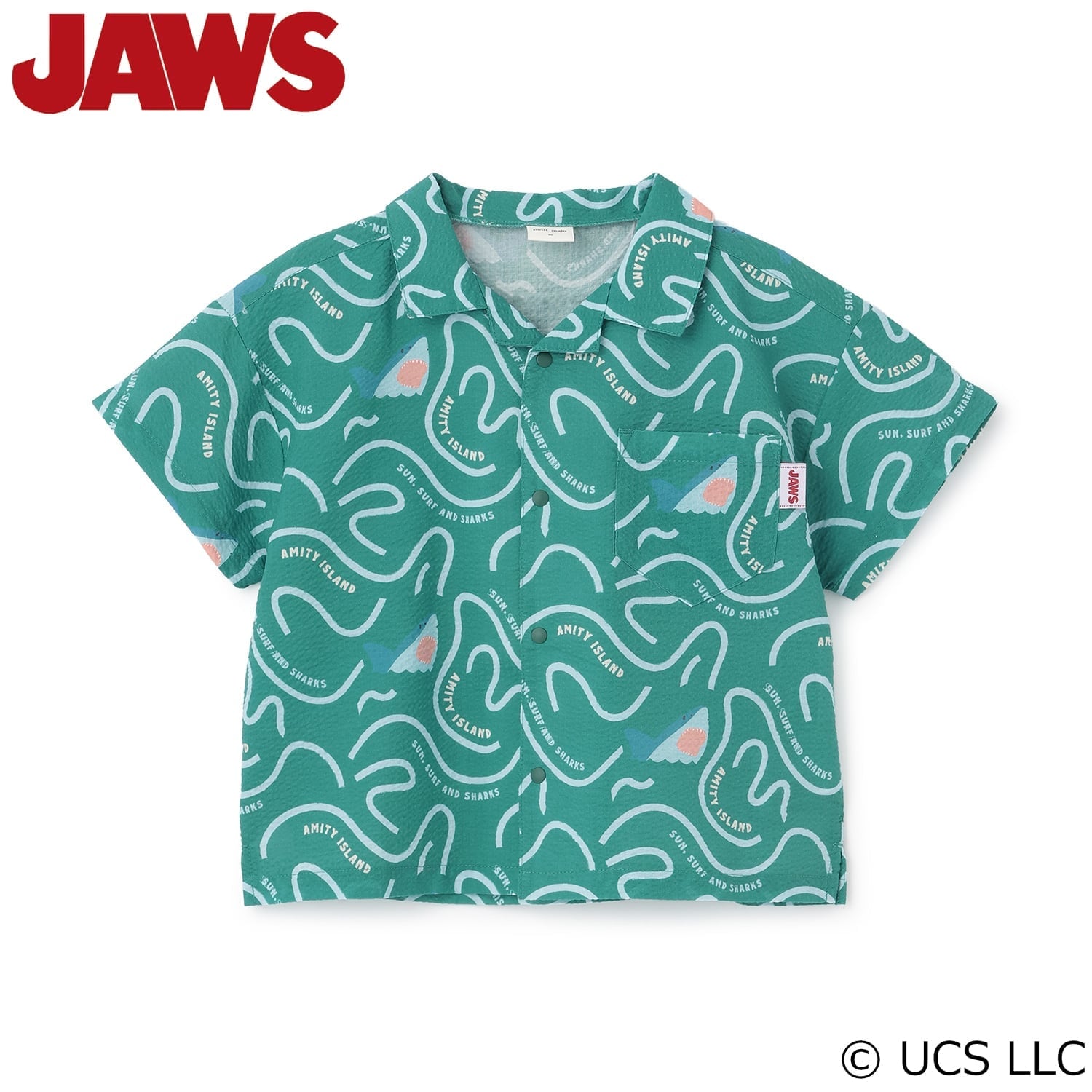 【WEB別注】【JAWS】シアサッカー総柄半袖シャツ