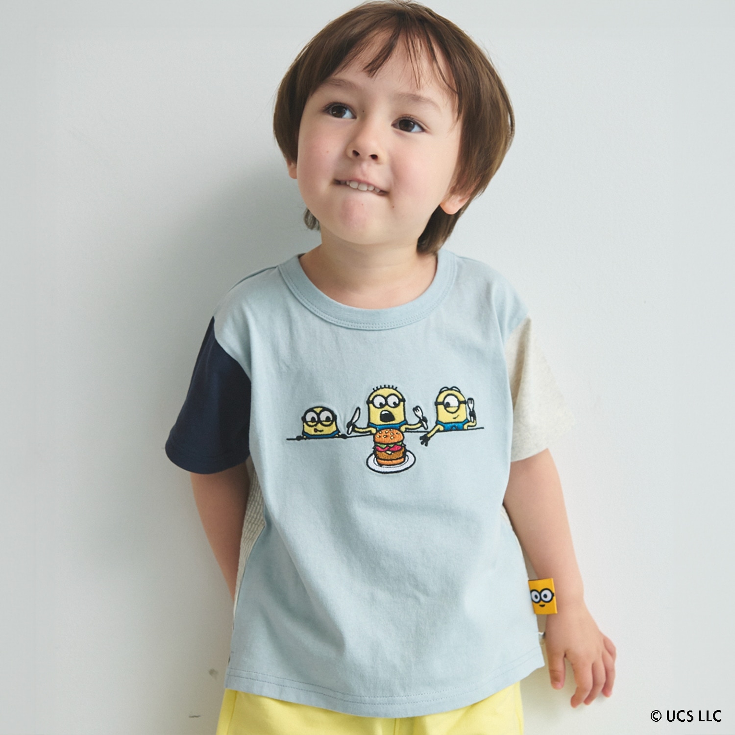 【ミニオン】布帛切り替え半袖Tシャツ