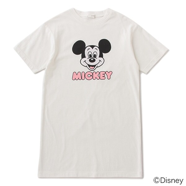 【DISNEY】 ミッキーマウスデザイン フェイスロゴビッグTシャツワンピース