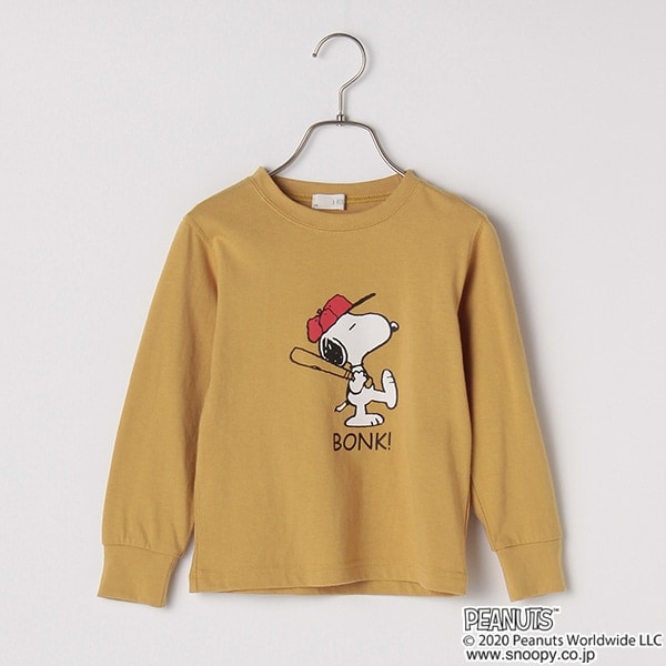 Narumiya Online ナルミヤ オンラインの公式通販サイト Peanutsコラボ キャップスヌーピープリントtシャツ 90 カラシ キッズ