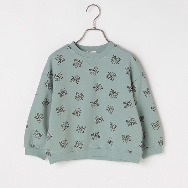 裏毛 ピーナッツくん総柄ビッグシルエットトレーナー(90 アイボリー