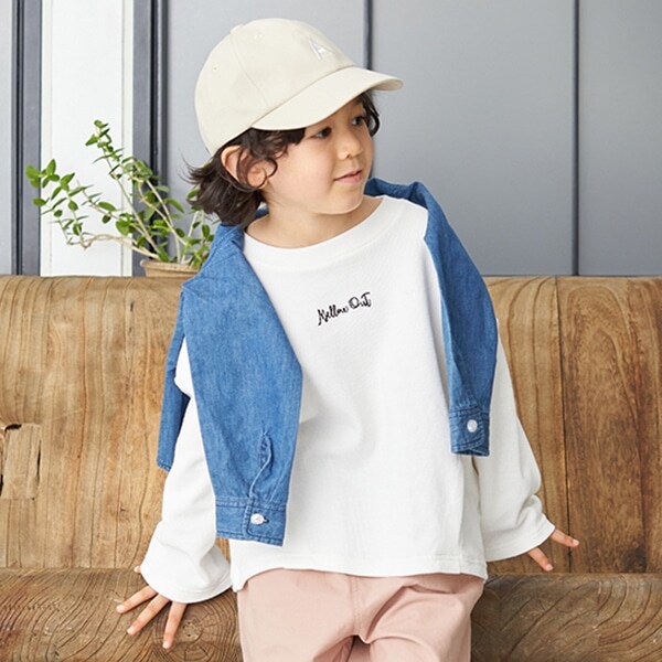 【Velvet】 OdeliaコットンTシャツ ワッフル変形Tシャツ(90 オフ ホワイト): キッズ - ナルミヤ