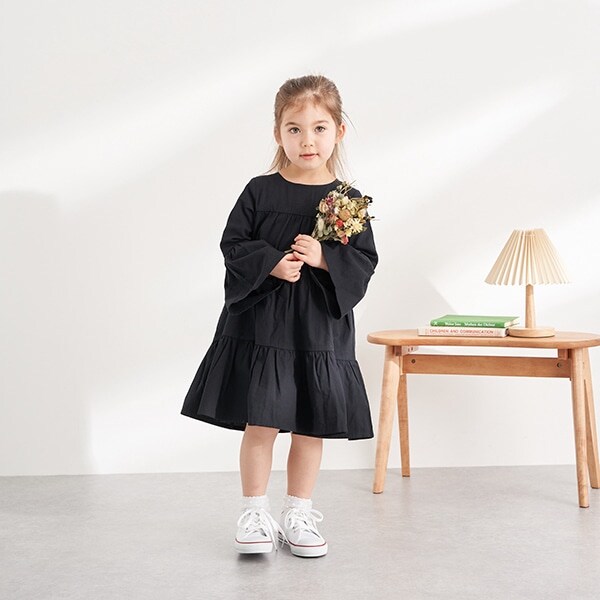 Narumiya Online ナルミヤ オンラインの公式通販サイトティアード長袖ワンピース 90cm 薄ベージュ キッズ