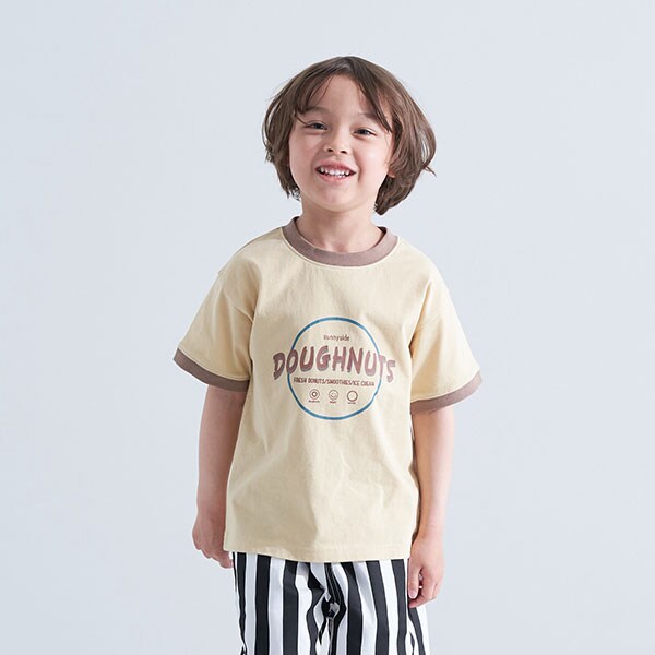 ドーナツロゴプリントリンガーTシャツ