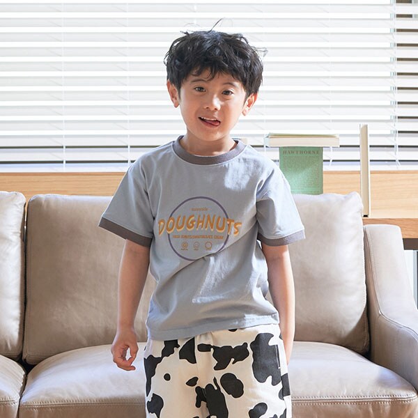 ドーナツロゴプリントリンガーTシャツ
