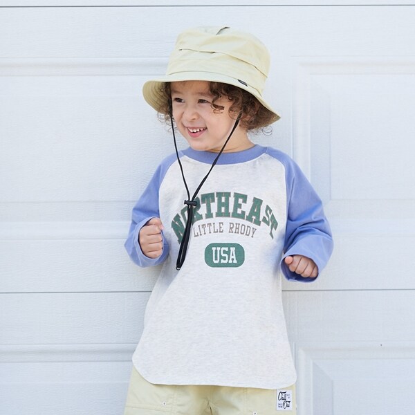 【型崩れしないやわらかコットン】ヴィンテージ風プリントラグランTシャツ