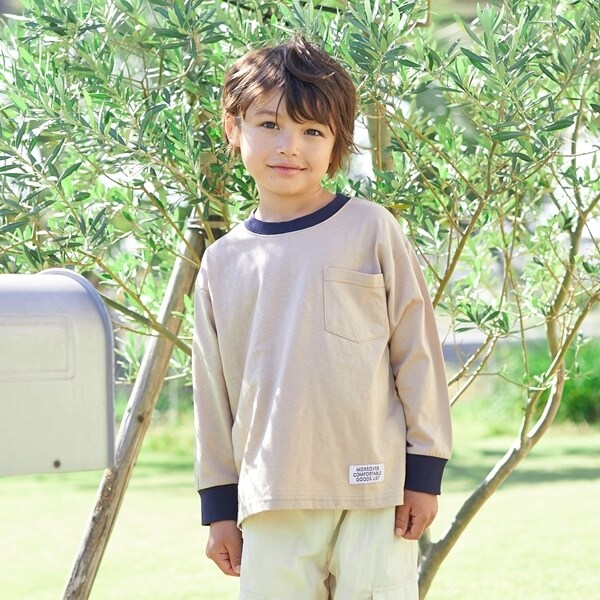 【型崩れしないやわらかコットン】バイカラーポケットTシャツ