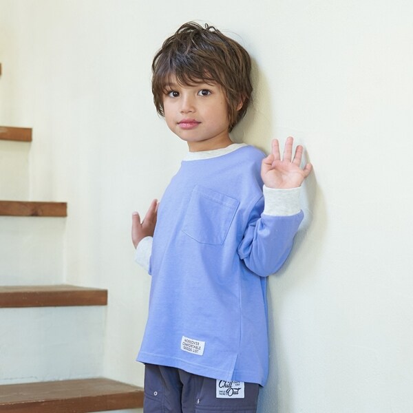型崩れしないやわらかコットン】バイカラーポケットTシャツ