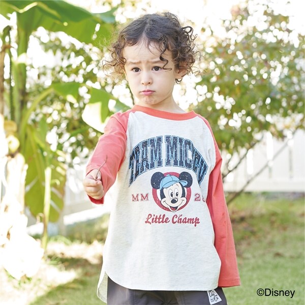 【Disney】【型崩れしないやわらかコットン】ラグランプリントTシャツ