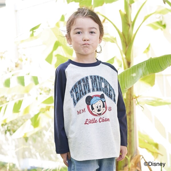 【Disney】【型崩れしないやわらかコットン】ラグランプリントTシャツ