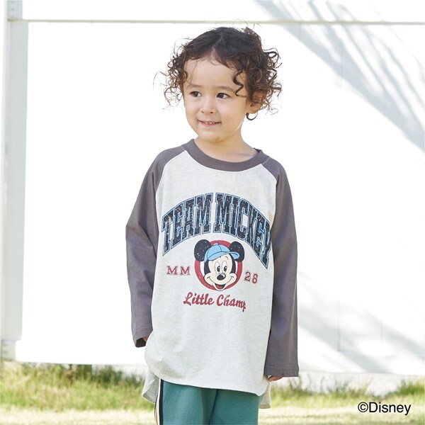 【Disney】【型崩れしないやわらかコットン】ラグランプリントTシャツ
