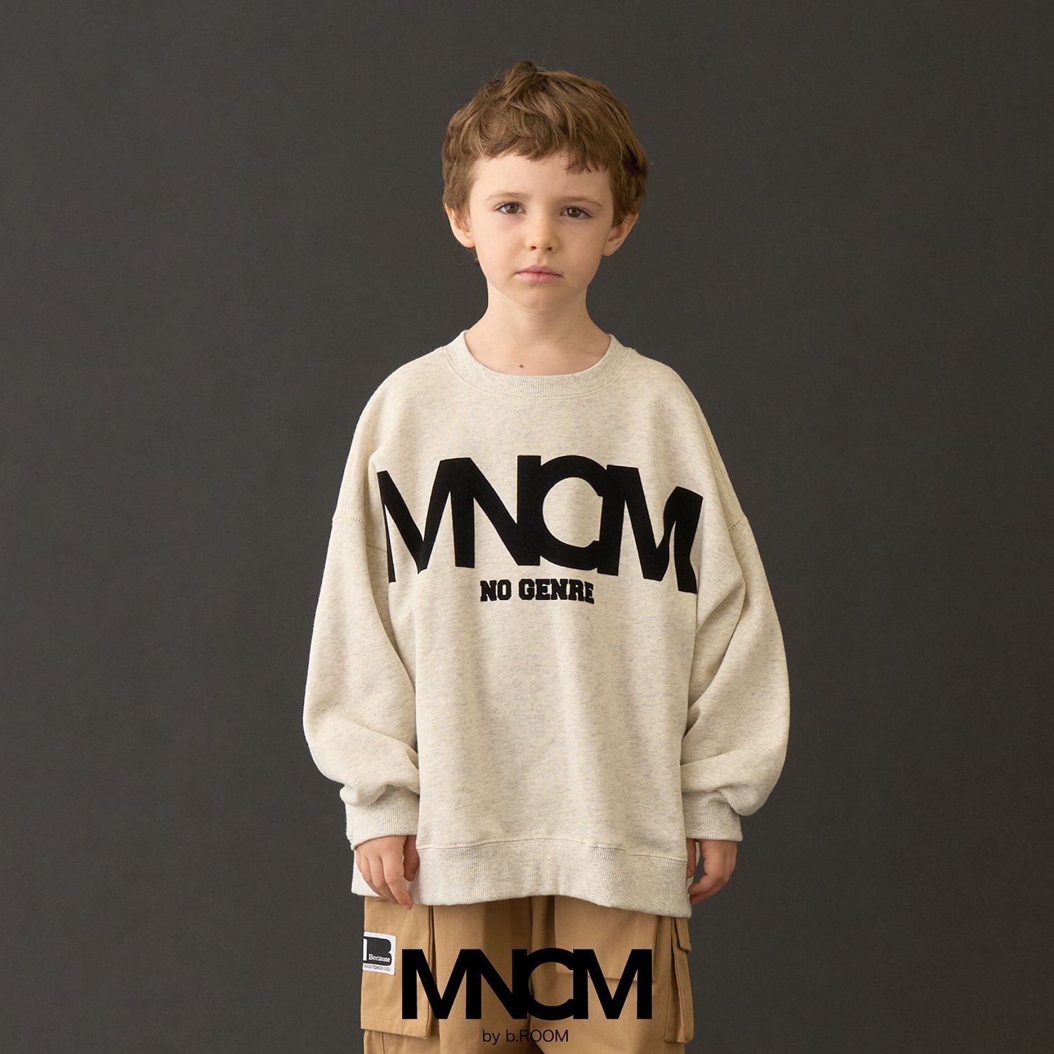 【MNCM】【毛玉バイバイ裏毛裏起毛】フロッキープリントビッグスウェット