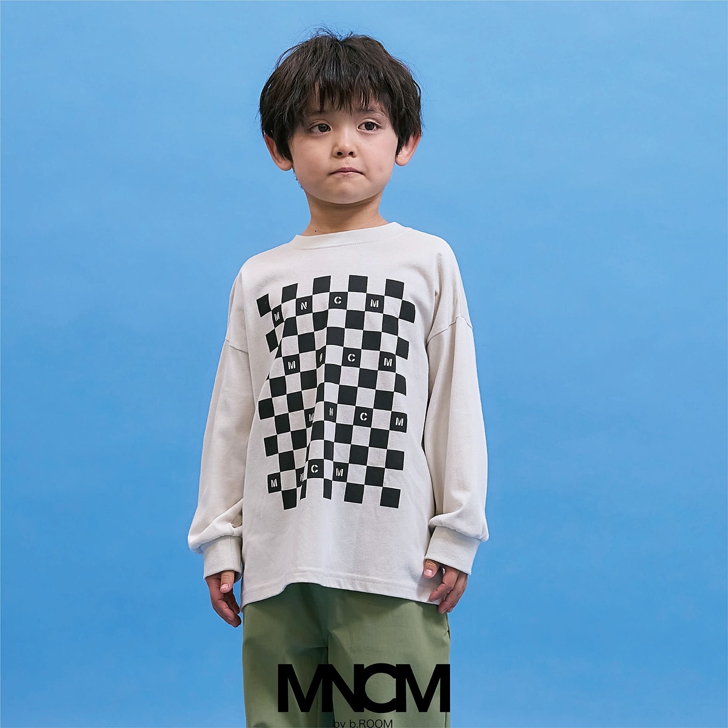 【防汚・速乾・型崩れしない】【どちらが前でもOK】チェッカーフラッグプリントTシャツ【MNCM】