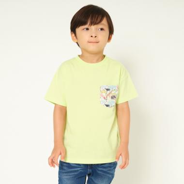 【親子】子供リバティプリントポケット半袖Tシャツ
