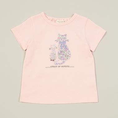 ネコアップリケ半袖Tシャツ