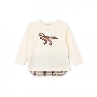 恐竜アップリケ長袖Tシャツ