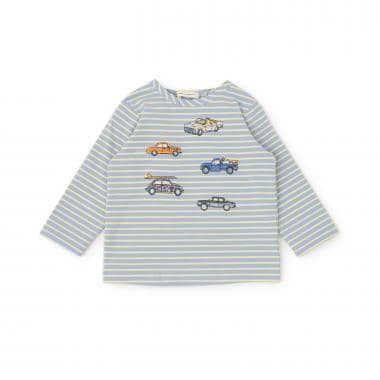 リバティクルマ刺しゅう長袖Tシャツ