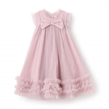 ドットチュールリボンドレス