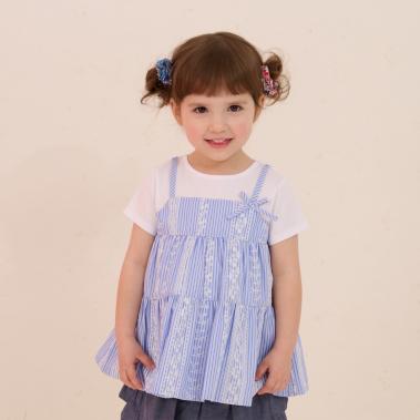 レースプリントストライプドッキングチュニック