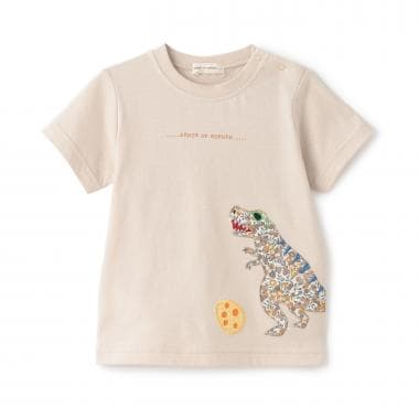 接触冷感リバティ恐竜アップリケ半袖Ｔシャツ